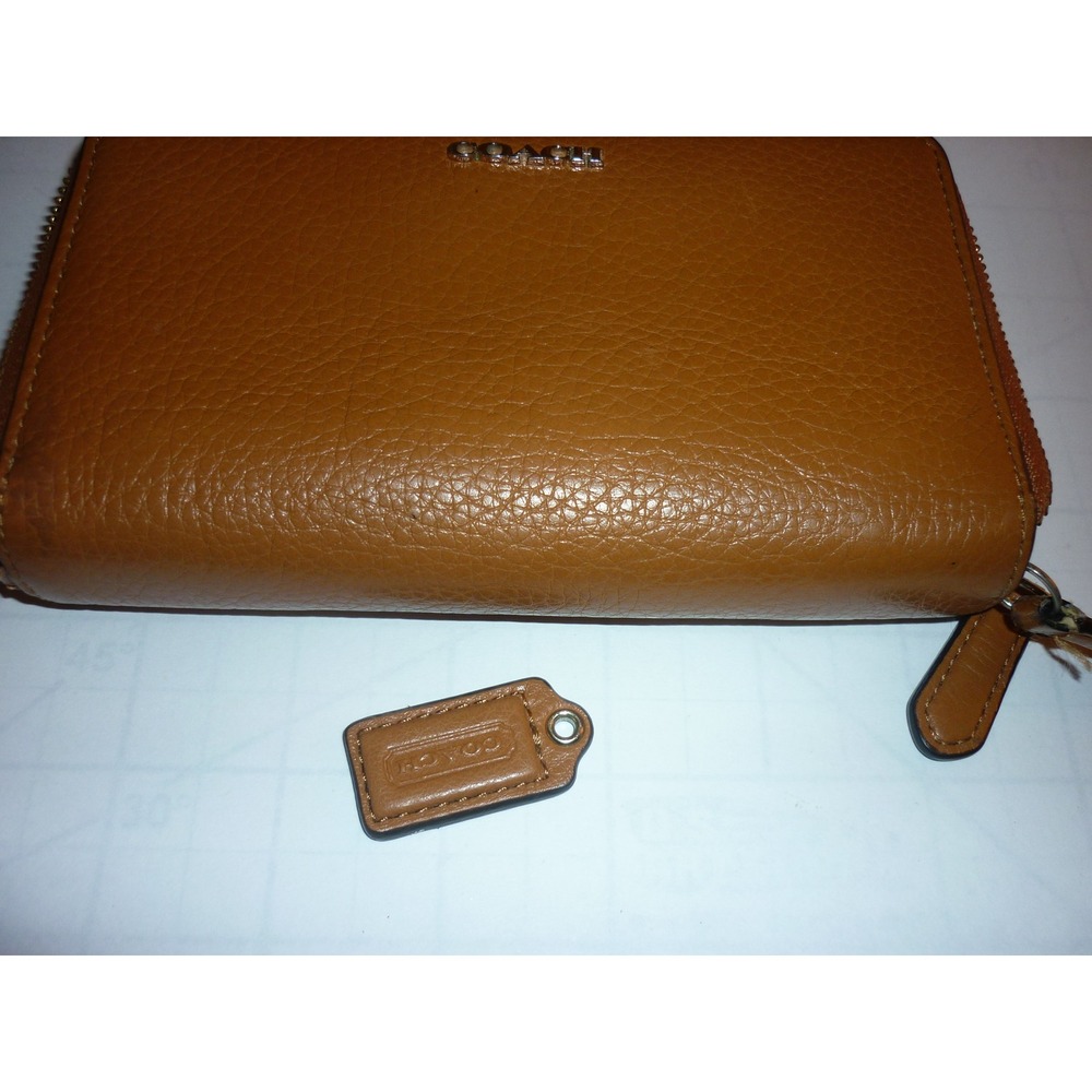 Vintage Coach Brown Pebbled Leather Phone Zip Around Wallet - Picture 9 of 10